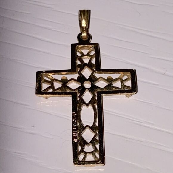Vintage Cross Pendant 1/20 12k Gold Filled Christian Cross - Picture 3 of 7